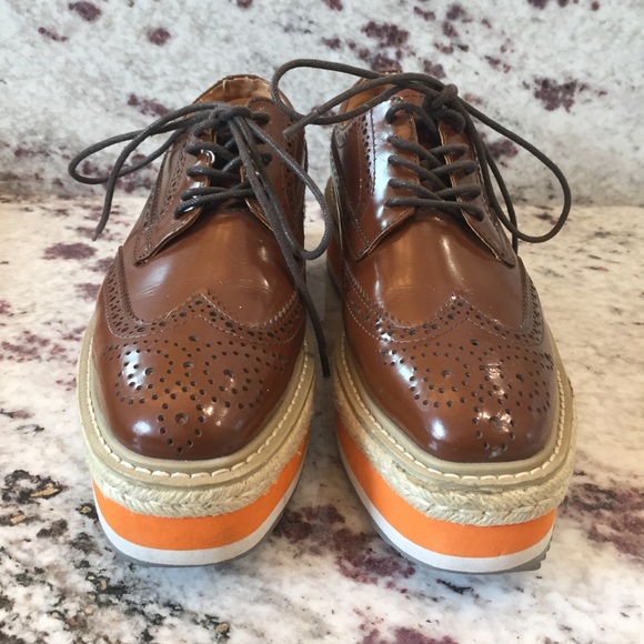 PRADA | Platform Jute Espadrilles Brogues Size 38 - Picture 6 of 16